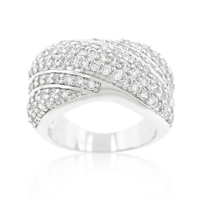 Pave Diagonal Cubic Zirconia Ring