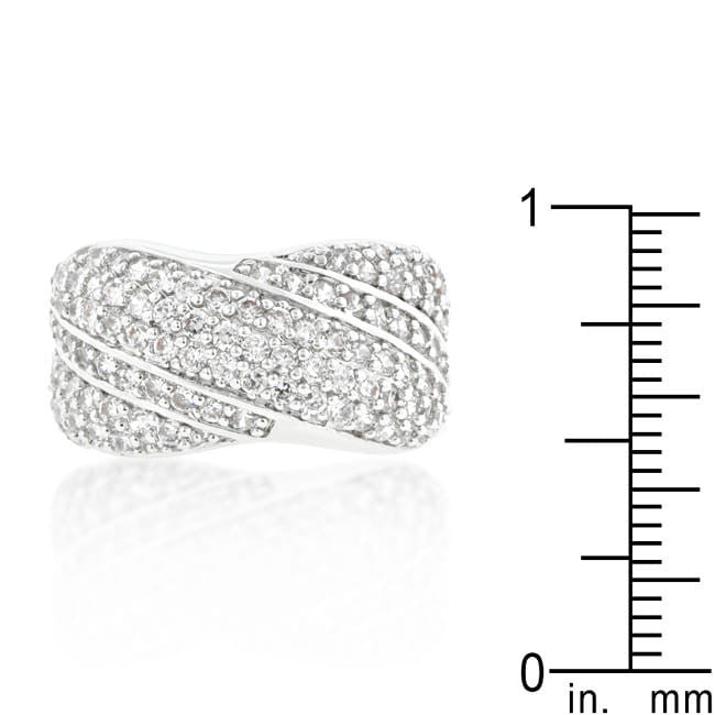 Pave Diagonal Cubic Zirconia Ring