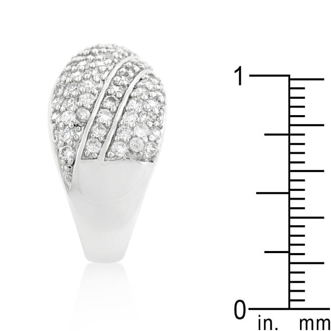 Pave Diagonal Cubic Zirconia Ring