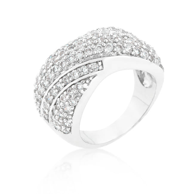 Pave Diagonal Cubic Zirconia Ring