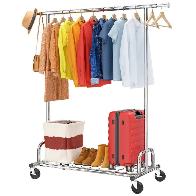 Rolling Heavy-Duty Garment Rack, 450 lb Capacity