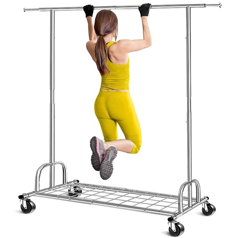 Rolling Heavy-Duty Garment Rack, 450 lb Capacity