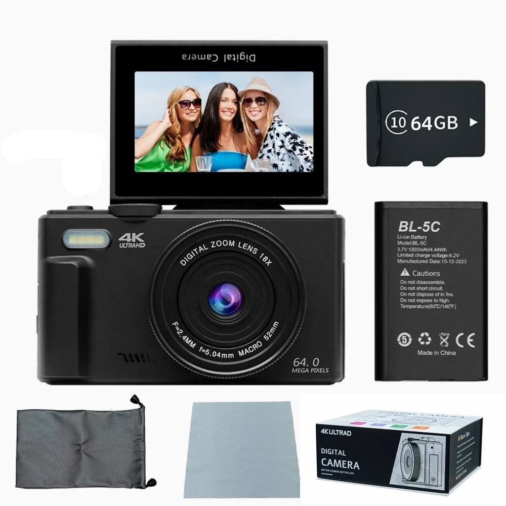 4K Digital Vlogging Camera, Black