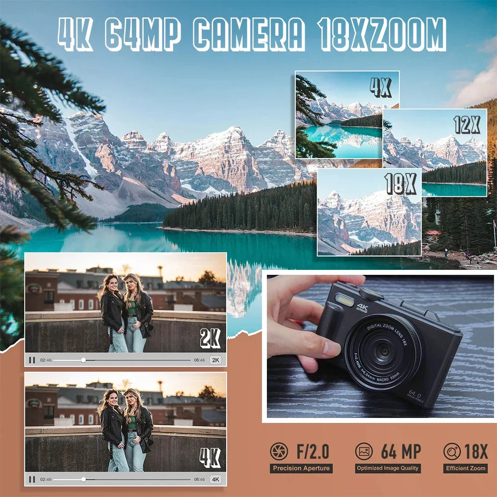 4K Digital Vlogging Camera, Black