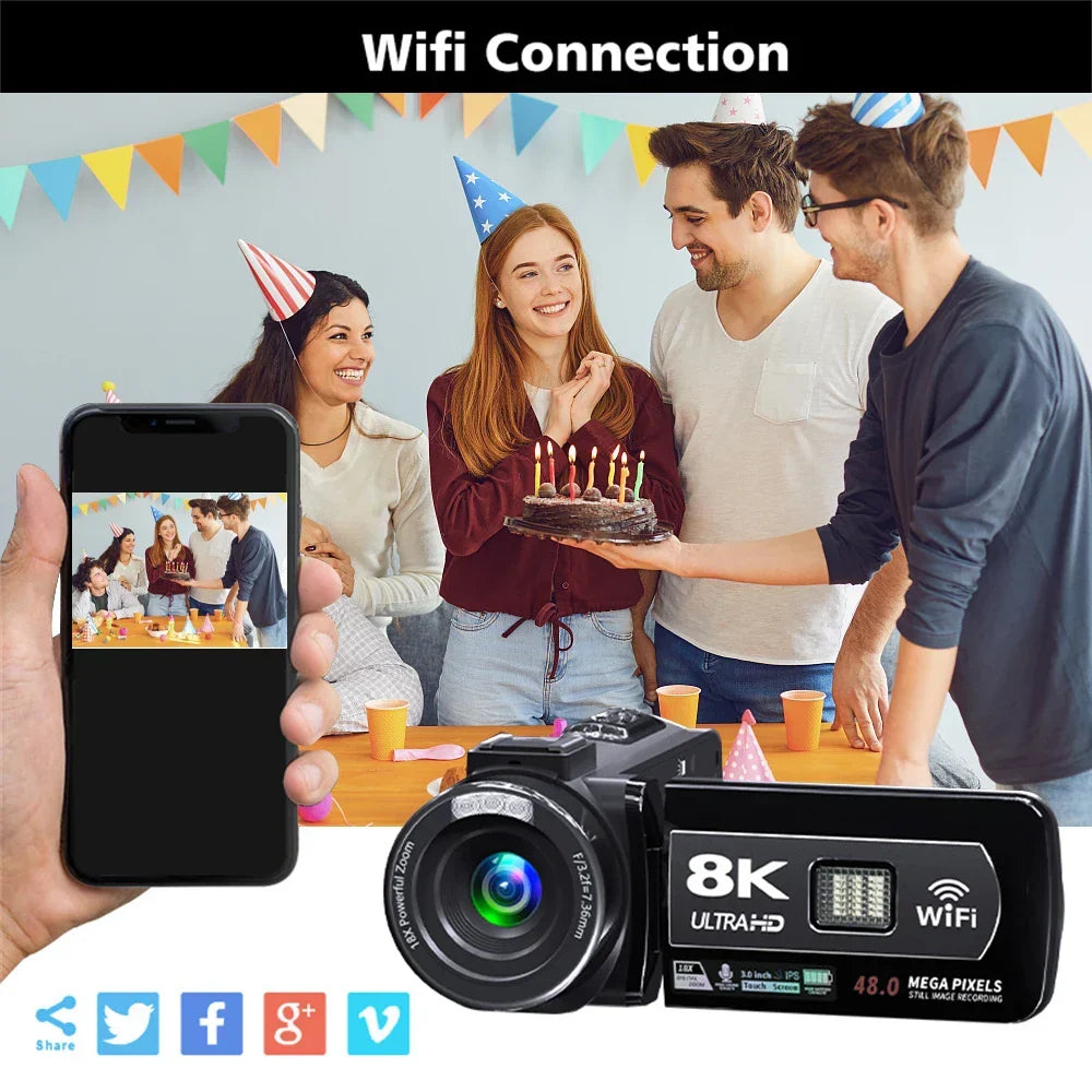 8K Digital Video Camera with 64GB Card