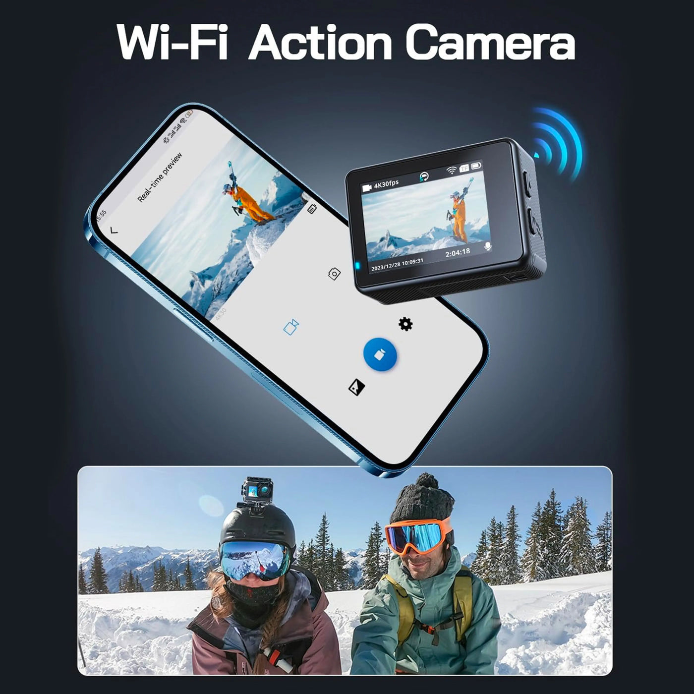 5K Dual-Screen Action Camera, Black