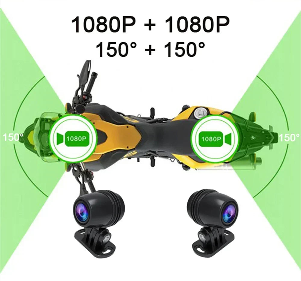 Dual 1080p Motorcycle Camera with WiFi, GPS and 64GB