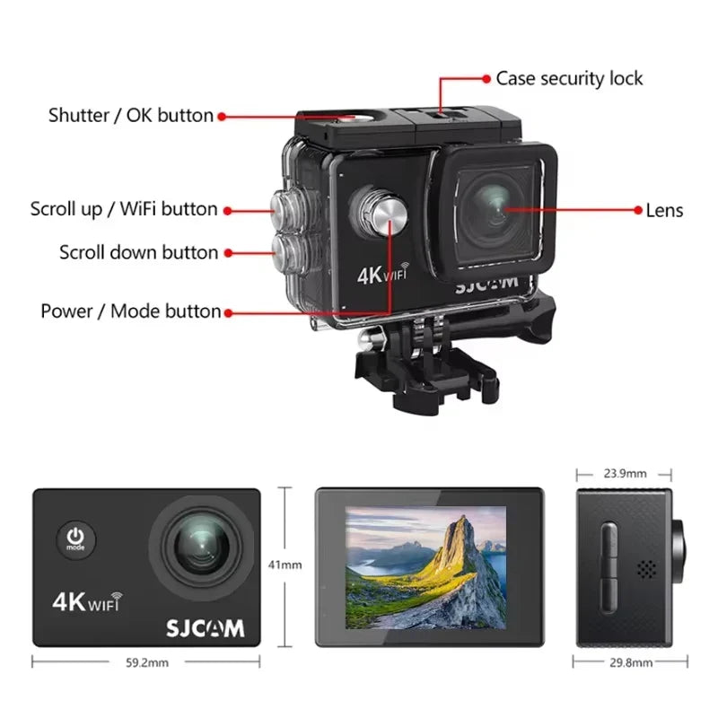 4K Waterproof Action Camera, Black