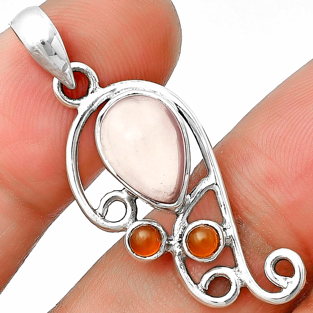 Rose Quartz and Carnelian Pendant P-1039