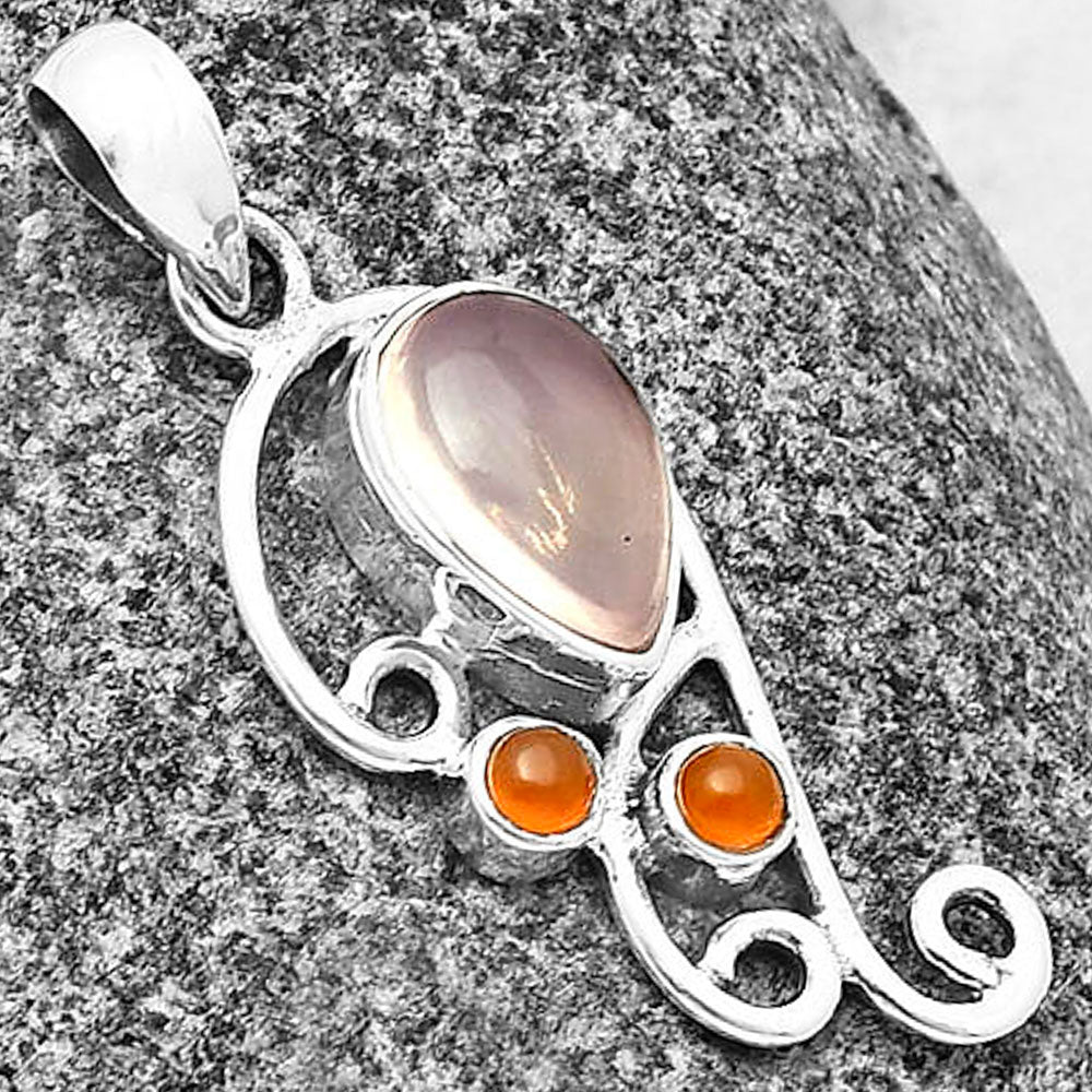 Rose Quartz and Carnelian Pendant P-1039