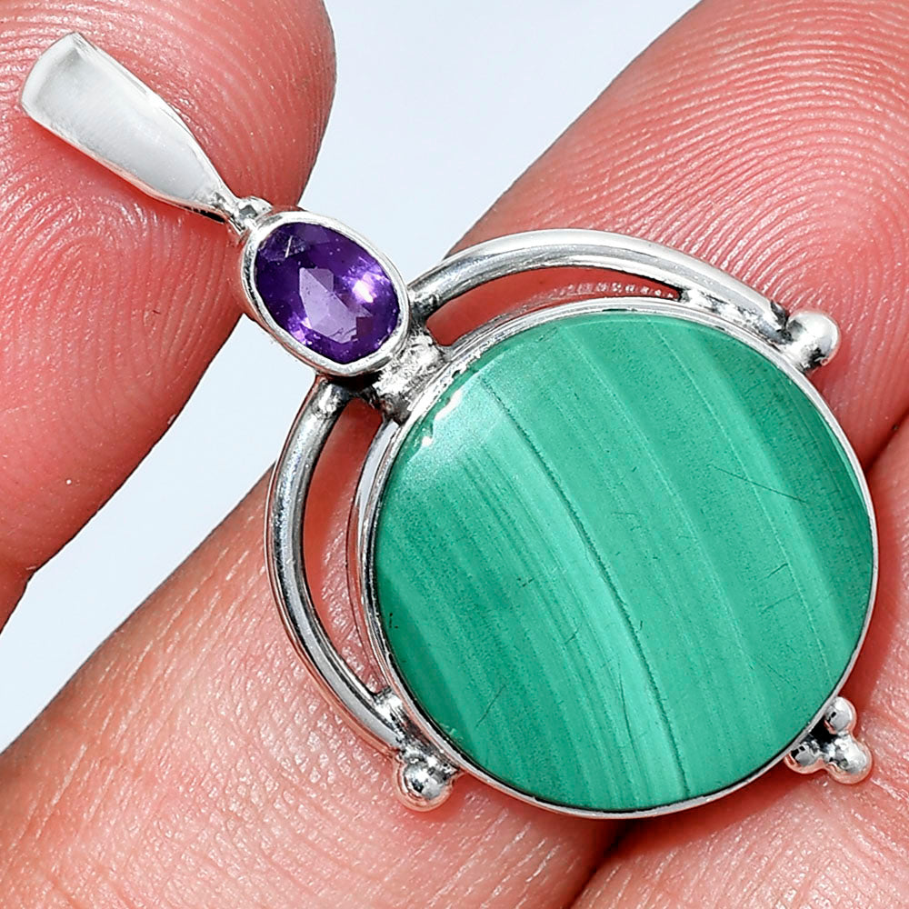 Malachite and Amethyst Pendant P-1175