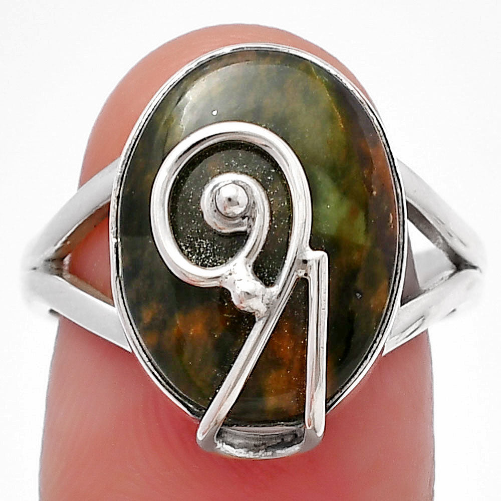 Turkish Rainforest Chrysocolla Ring R-1478, Size 8