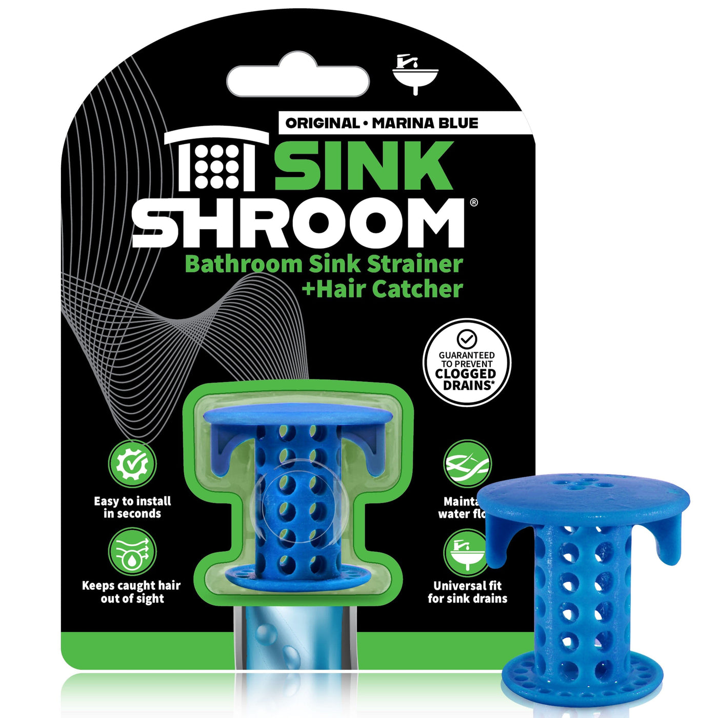 SinkShroom Blue Bathroom Sink Hair Catcher