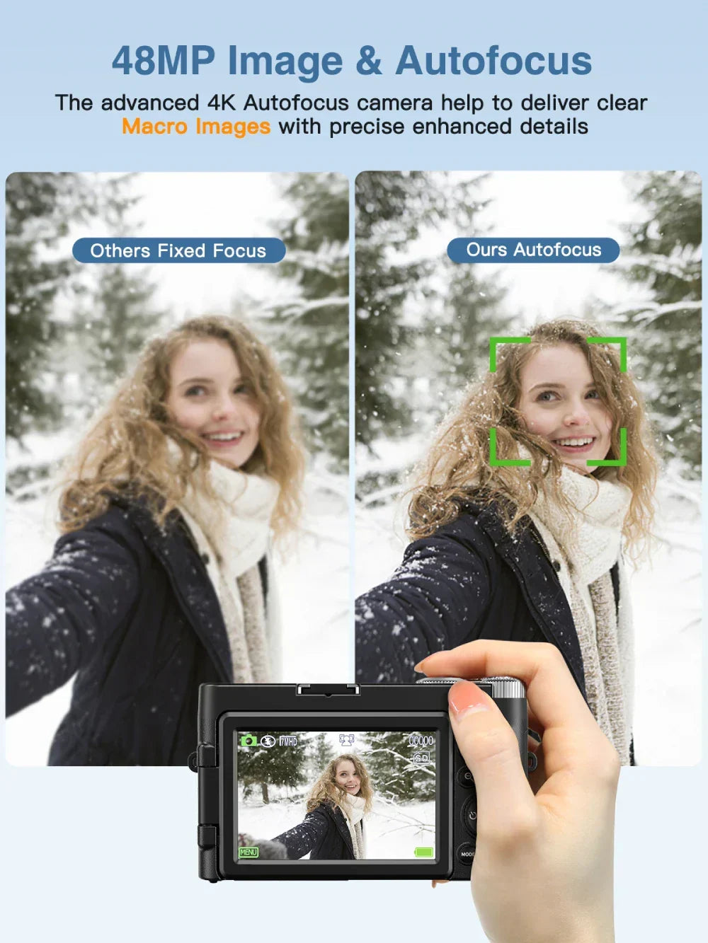4K Digital Camera with Autofocus Anti-Shake Black