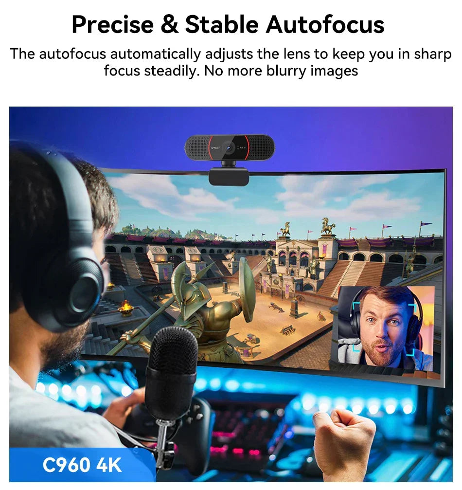 4K USB Autofocus Webcam with Tripod