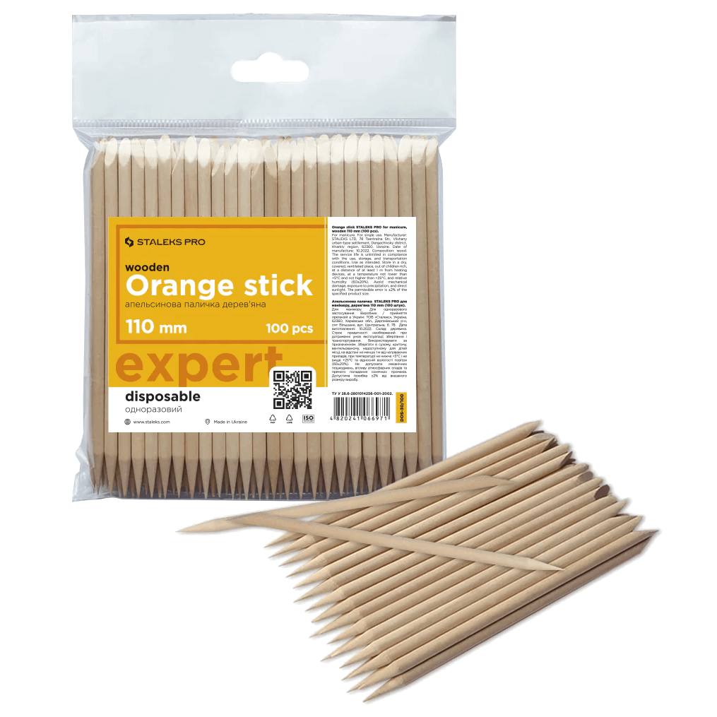 Staleks Wooden Manicure Sticks, 110 mm, 100-Pack