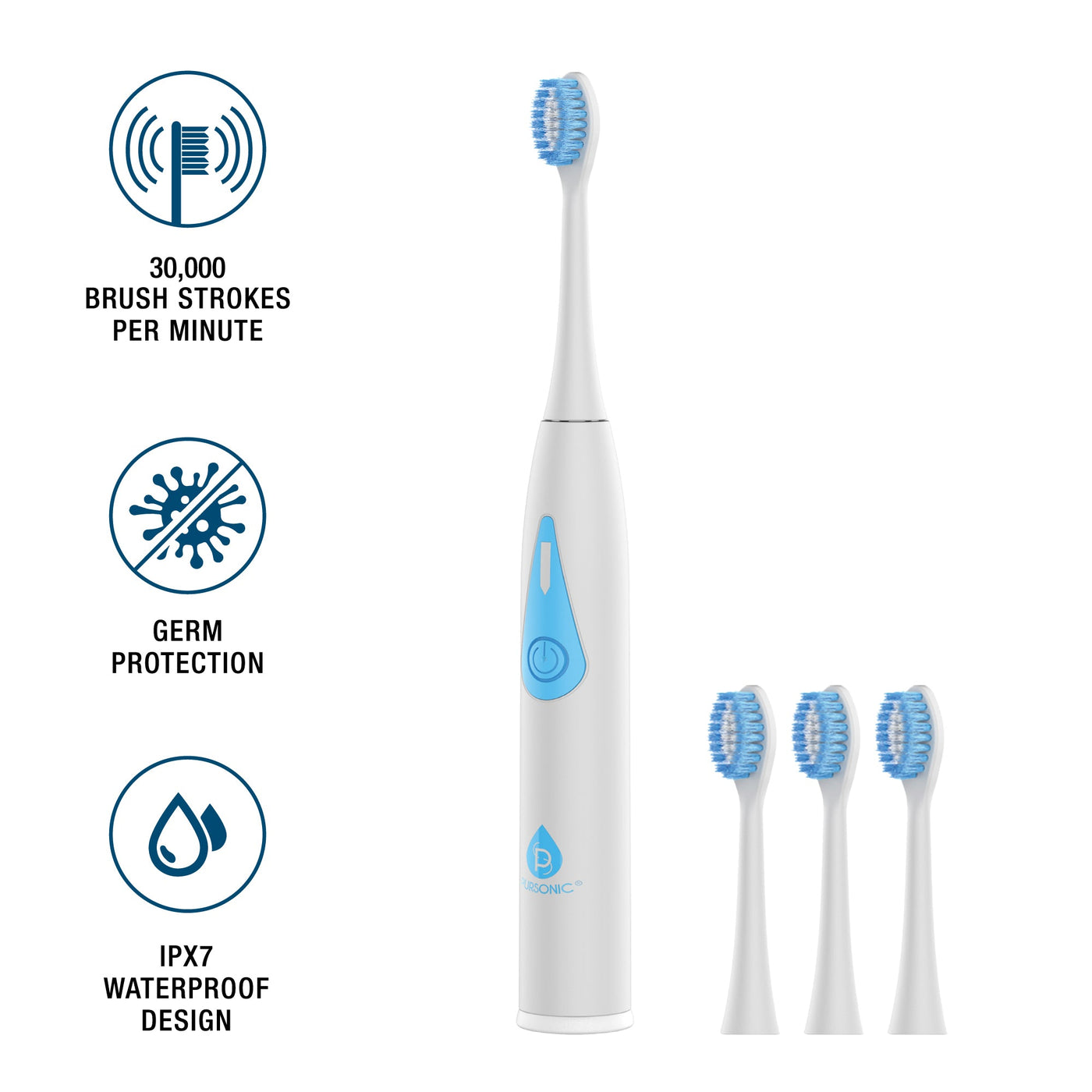 Pursonic Triple-Head Electric Toothbrush