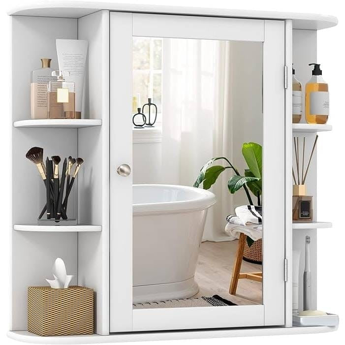 White Bathroom Mirror Cabinet, 26 x 25 inches