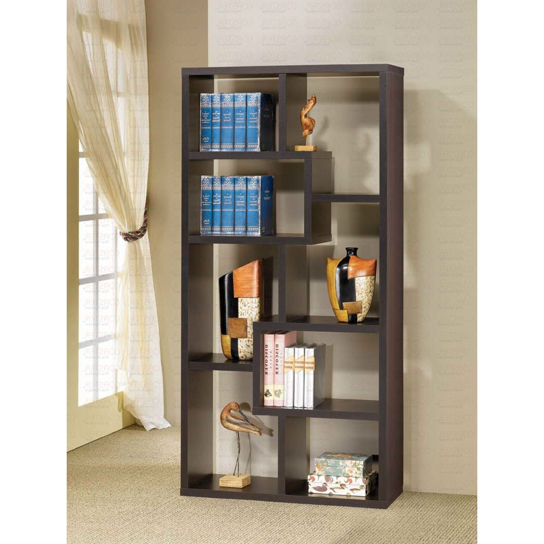 Cappuccino Display Cabinet Bookcase, 70-inch