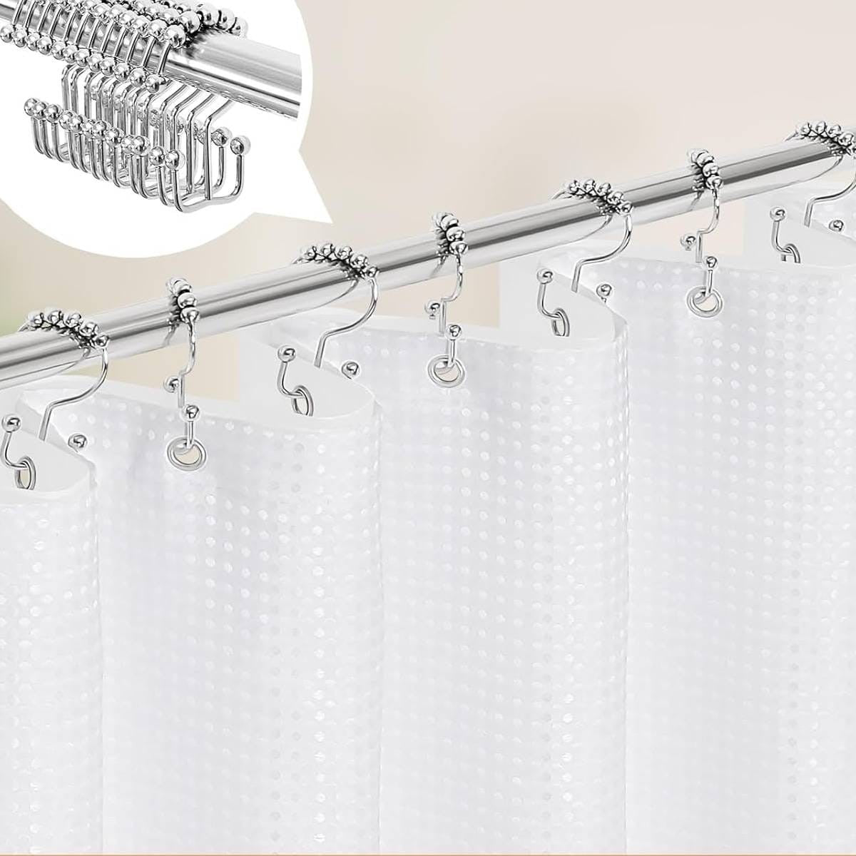 White Waffle 3-in-1 Shower Curtain Set, 72 x 78