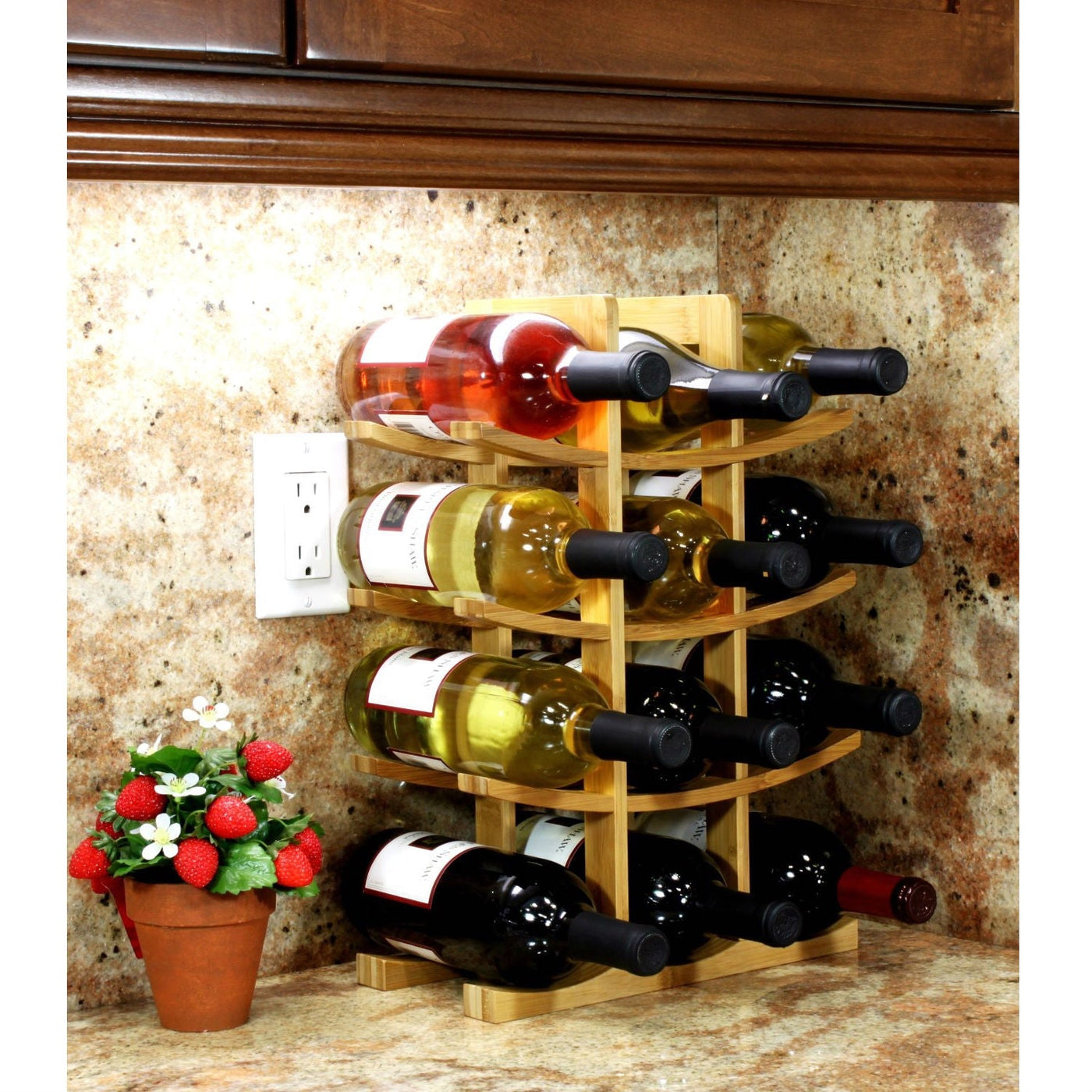 Natural Bamboo Wine Rack, 12 Bottles