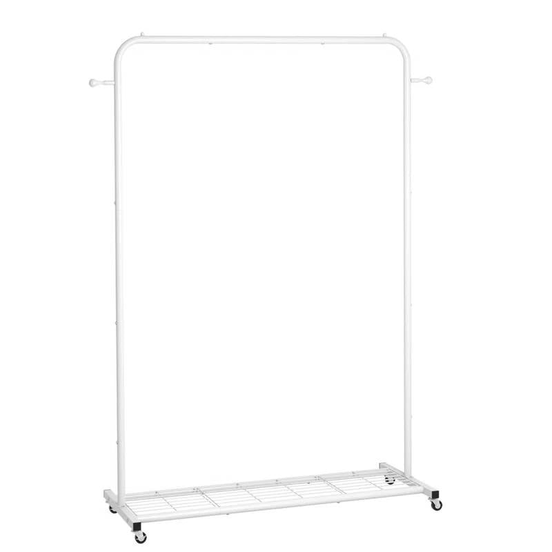 White Rolling Garment Rack with Lockable Wheels
