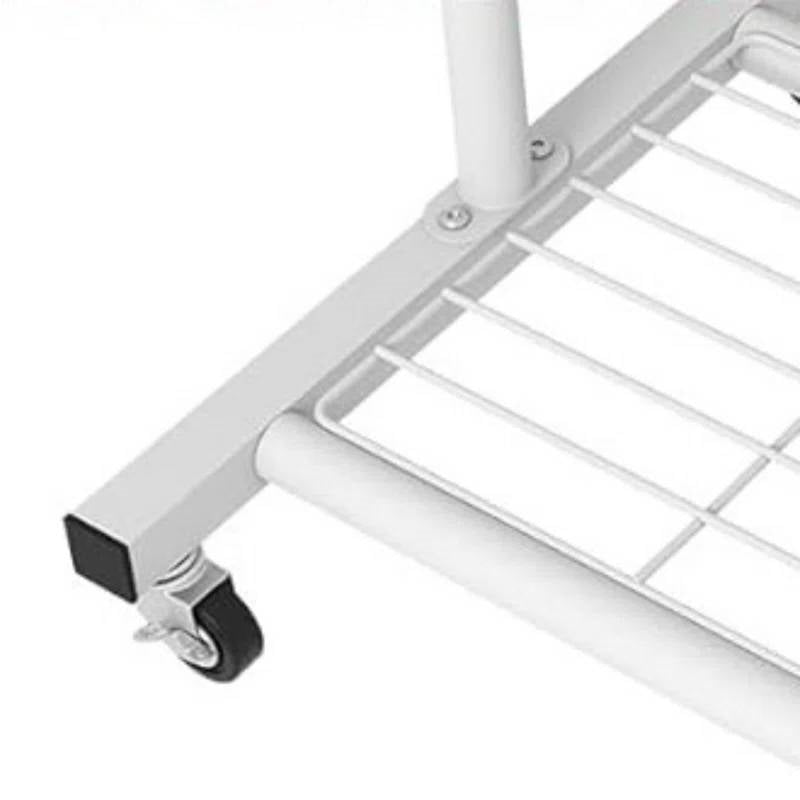 White Rolling Garment Rack with Lockable Wheels