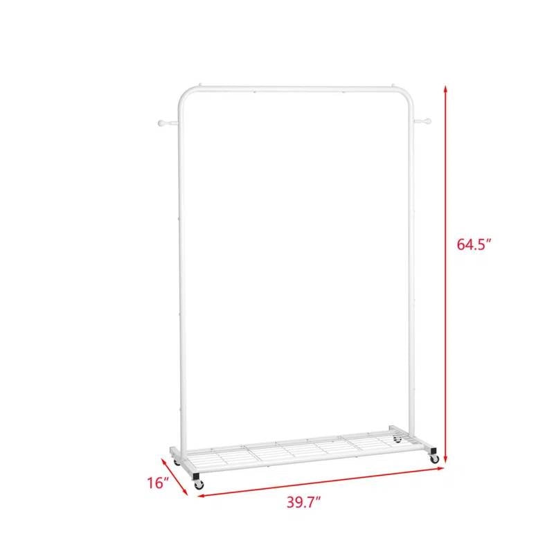 White Rolling Garment Rack with Lockable Wheels