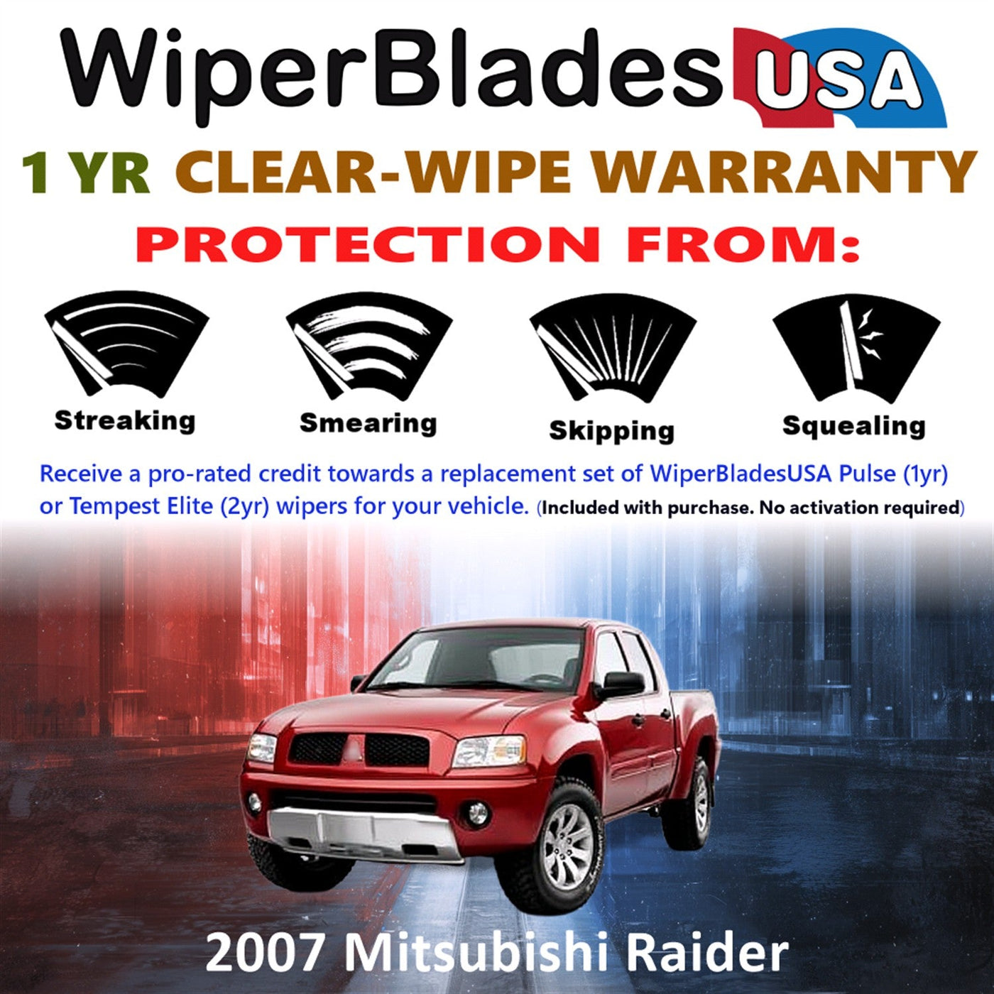 2007 Mitsubishi Raider Wiper Blades, Set of 2