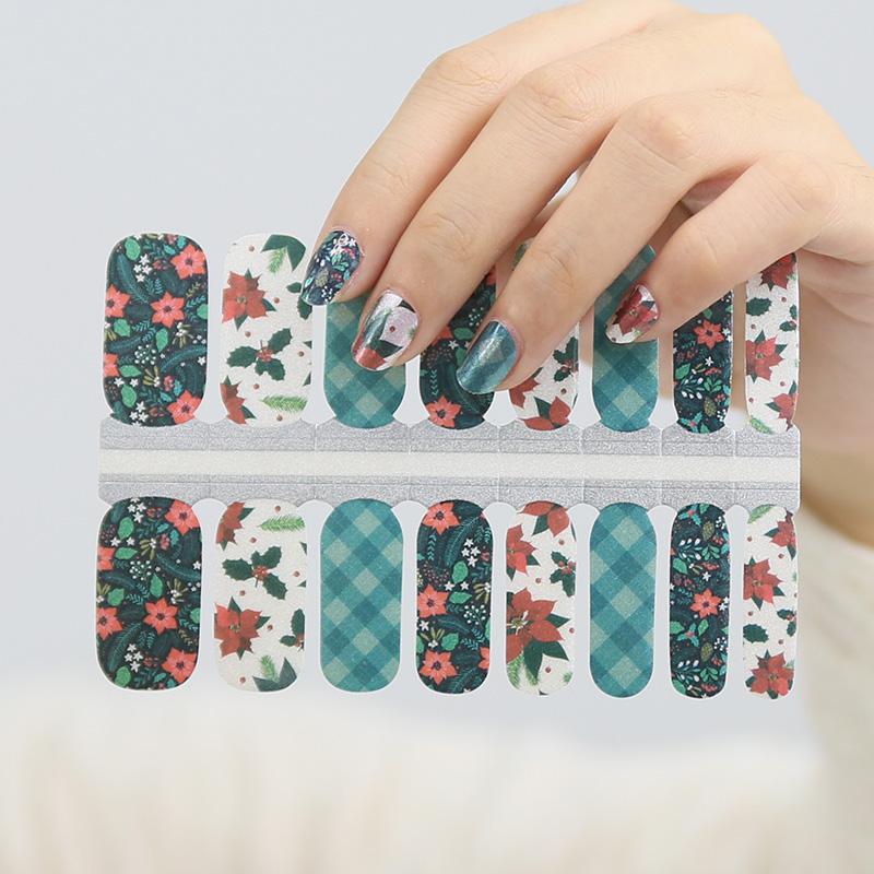 Christmas Poinsettia Nail Polish Stickers