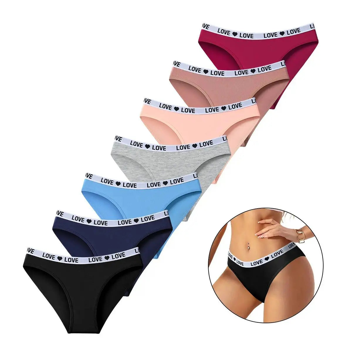 Women'S Color Block Letter Print Briefs Panties - 1/7/10/12-Piece Stretchy, Breathable, Secure-Fit Cotton Underwear with Elegant Stitches, Everyday Comfort & Style for Women