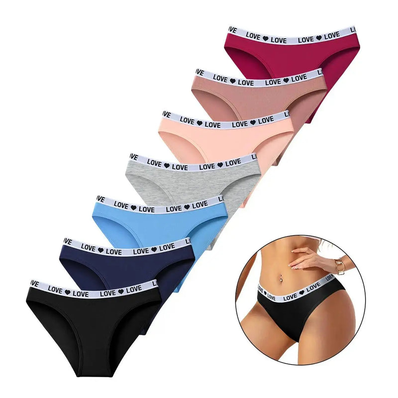 Women'S Color Block Letter Print Briefs Panties - 1/7/10/12-Piece Stretchy, Breathable, Secure-Fit Cotton Underwear with Elegant Stitches, Everyday Comfort & Style for Women