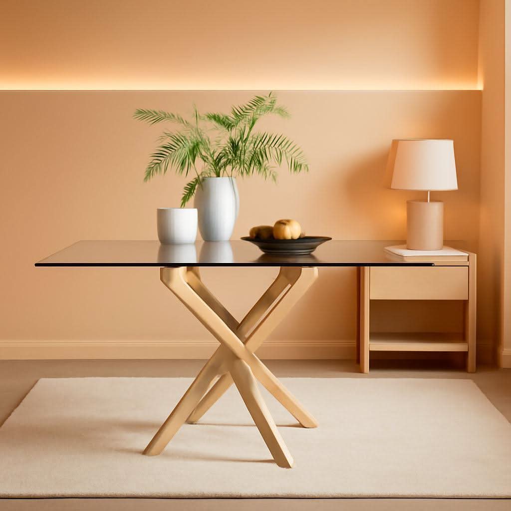 Leonardo Gold Glass-Top Dining Table