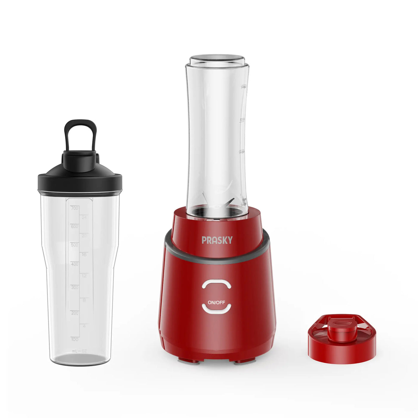 Prasky Pro Smoothie Blender 900W ,Personal Blender with 2 BPA Portable Cups (20Oz + 24Oz), Crushes Ice, Frozen Fruit, Nuts & Spices, Makes Baby Food & Sauces, Easy to Clean, Perfect for Home, Gym & Office, Blenders for Kitchen, Personal Blender for Smoot