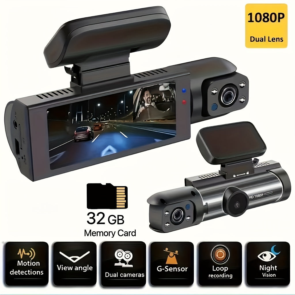 1080p Dual-Lens Dash Camera with Night Vision