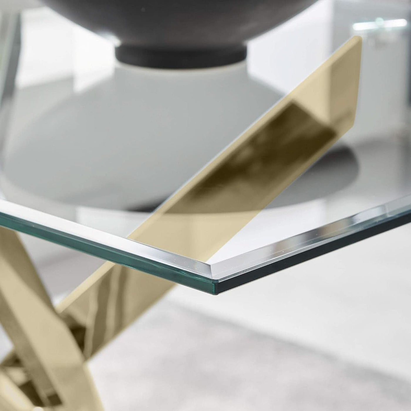 Leonardo Gold Glass-Top Dining Table