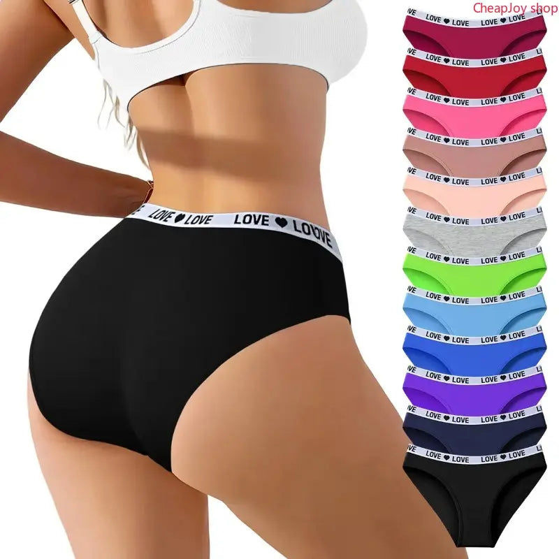 Women'S Color Block Letter Print Briefs Panties - 1/7/10/12-Piece Stretchy, Breathable, Secure-Fit Cotton Underwear with Elegant Stitches, Everyday Comfort & Style for Women