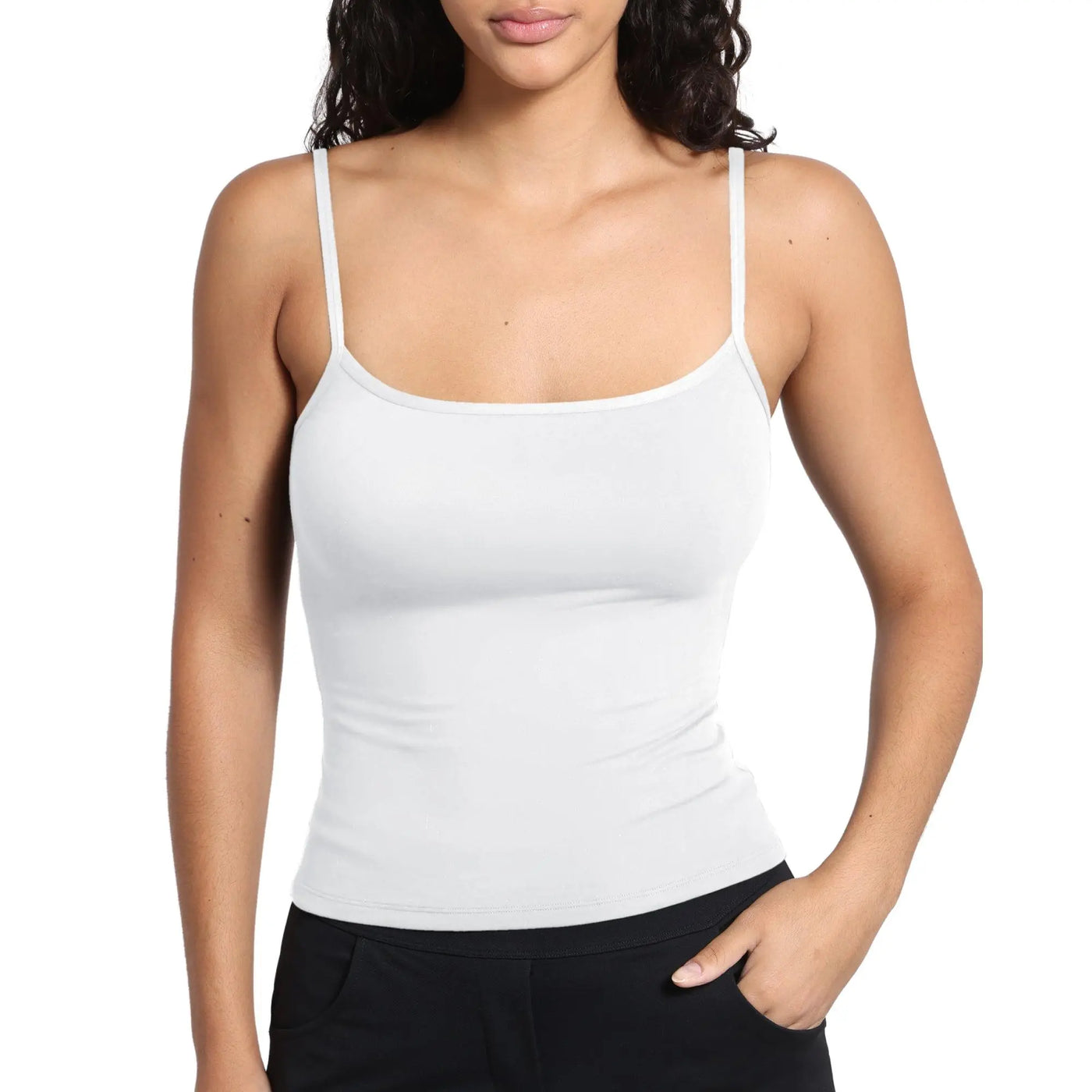 INLYRIC Women'S Inbarely Cotton High Stretch Scoop Neck Camisole Tank Tops Spaghetti Straps Going Out Tops