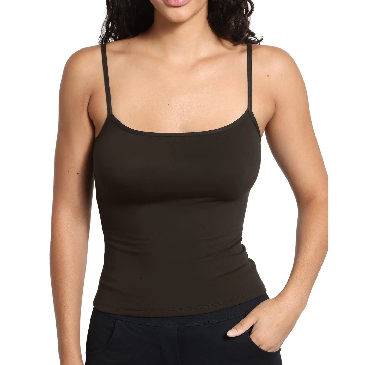 INLYRIC Women'S Inbarely Cotton High Stretch Scoop Neck Camisole Tank Tops Spaghetti Straps Going Out Tops