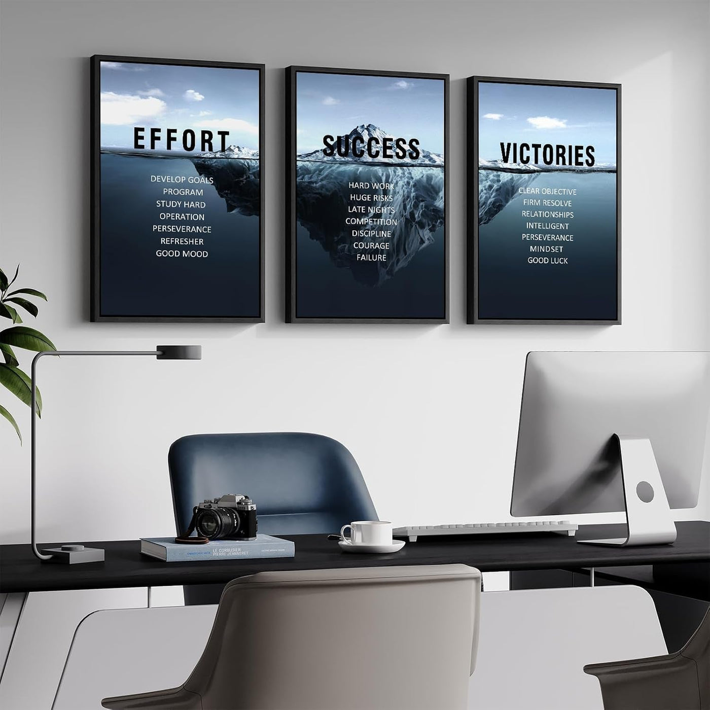 Navy Blue Iceberg Motivational Wall Art, 16 x 24