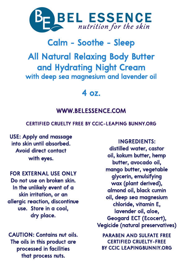 Bel Essence Calm-Soothe-Sleep Body Butter, 4 oz