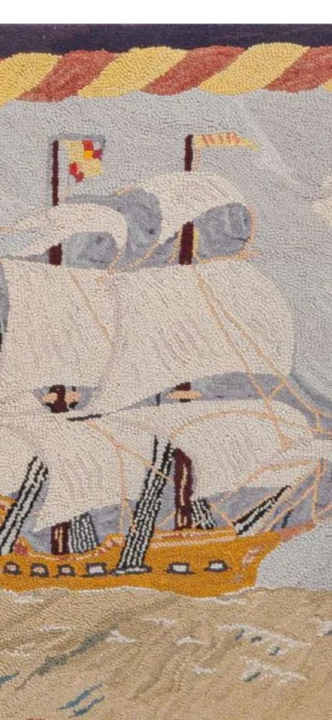Canvello Antique American Hooked Rug, 2 ft 7 x 2 ft 8