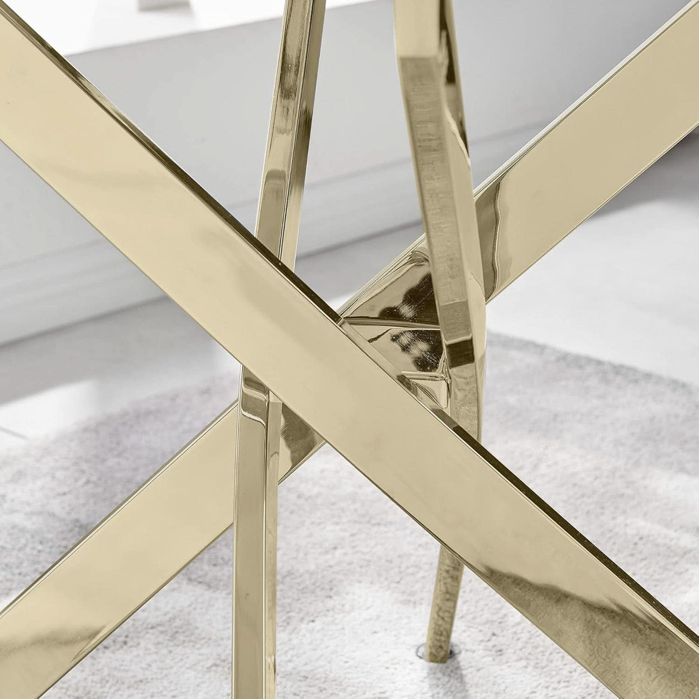 Leonardo Gold Glass-Top Dining Table