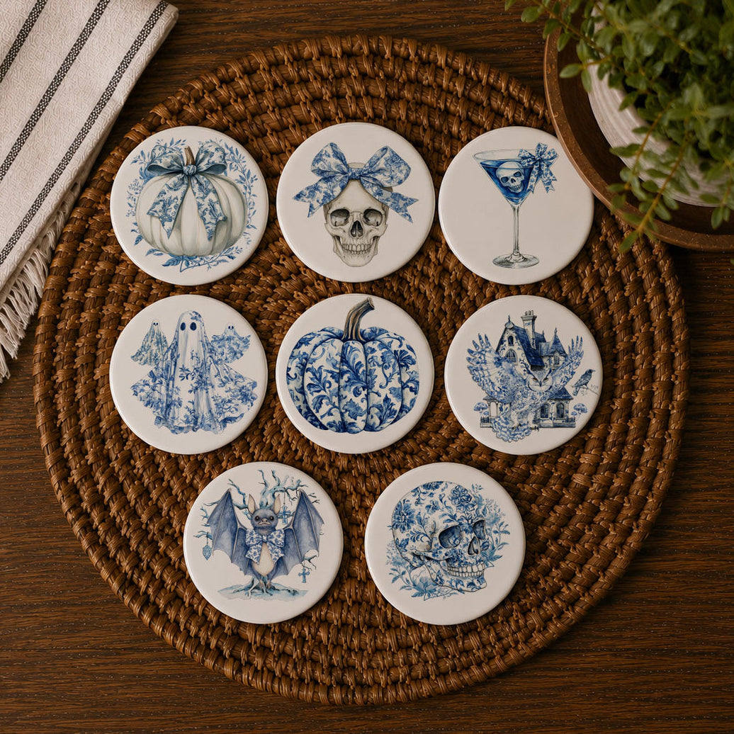 Chinoiserie Halloween Drink Coasters