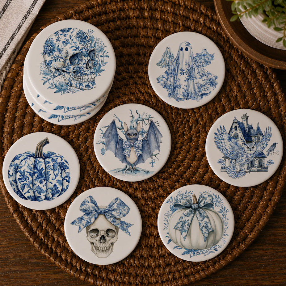 Chinoiserie Halloween Drink Coasters