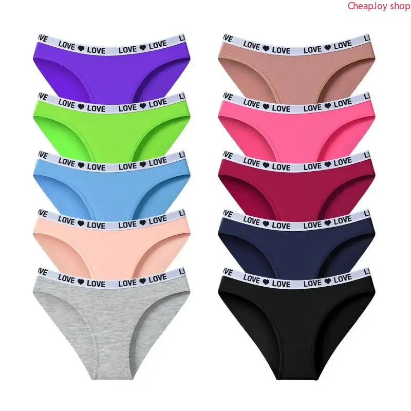 Women'S Color Block Letter Print Briefs Panties - 1/7/10/12-Piece Stretchy, Breathable, Secure-Fit Cotton Underwear with Elegant Stitches, Everyday Comfort & Style for Women