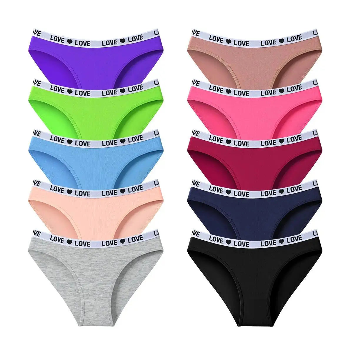 Women'S Color Block Letter Print Briefs Panties - 1/7/10/12-Piece Stretchy, Breathable, Secure-Fit Cotton Underwear with Elegant Stitches, Everyday Comfort & Style for Women