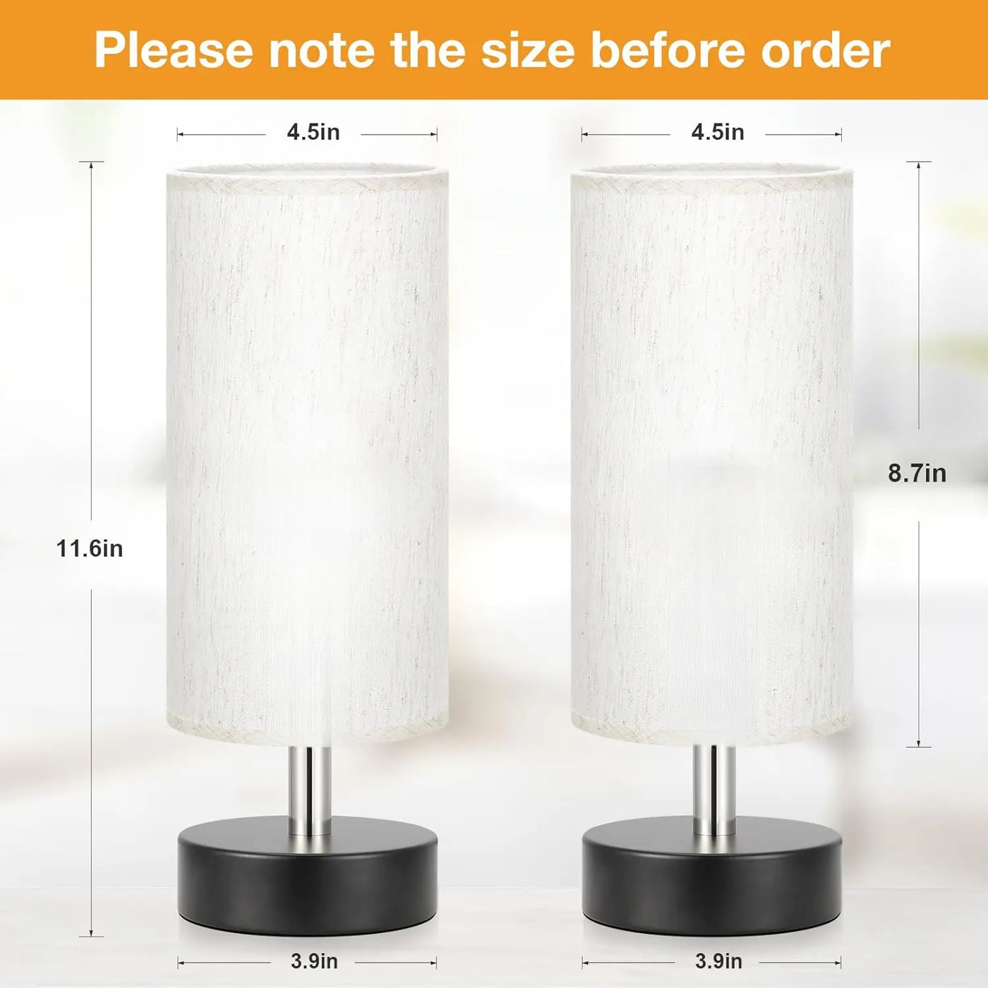 Small Table Lamp for Bedroom Set of 2 - Bedside Lamps for Night Stands, Minimalist Nightstand Light Lamp, Desk Lamps for Reading Room, Kids Room, Living Room, Office, Dorm, Home Lighting, Minimalist Bedroom