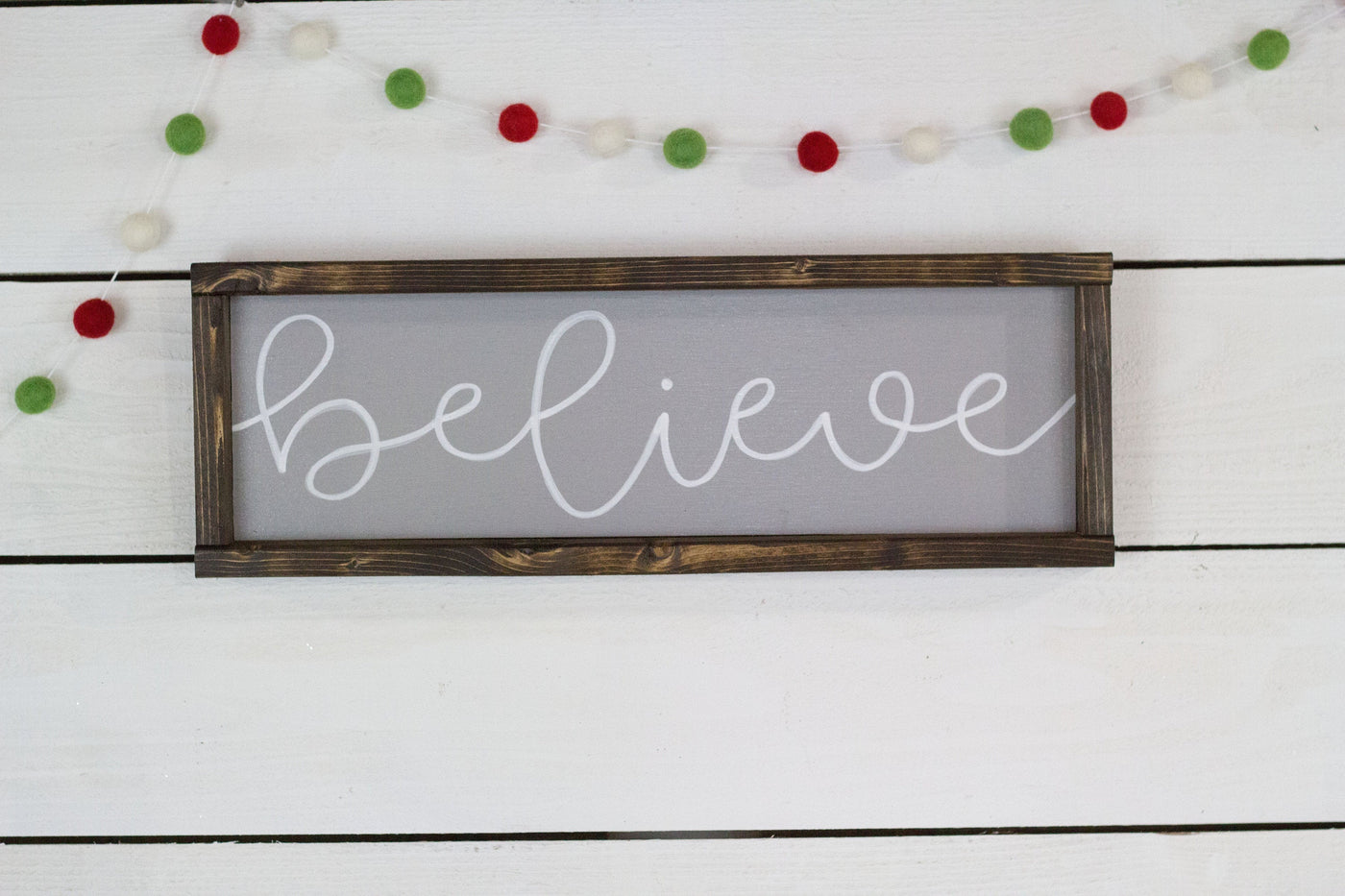 Believe Christmas Wood Sign