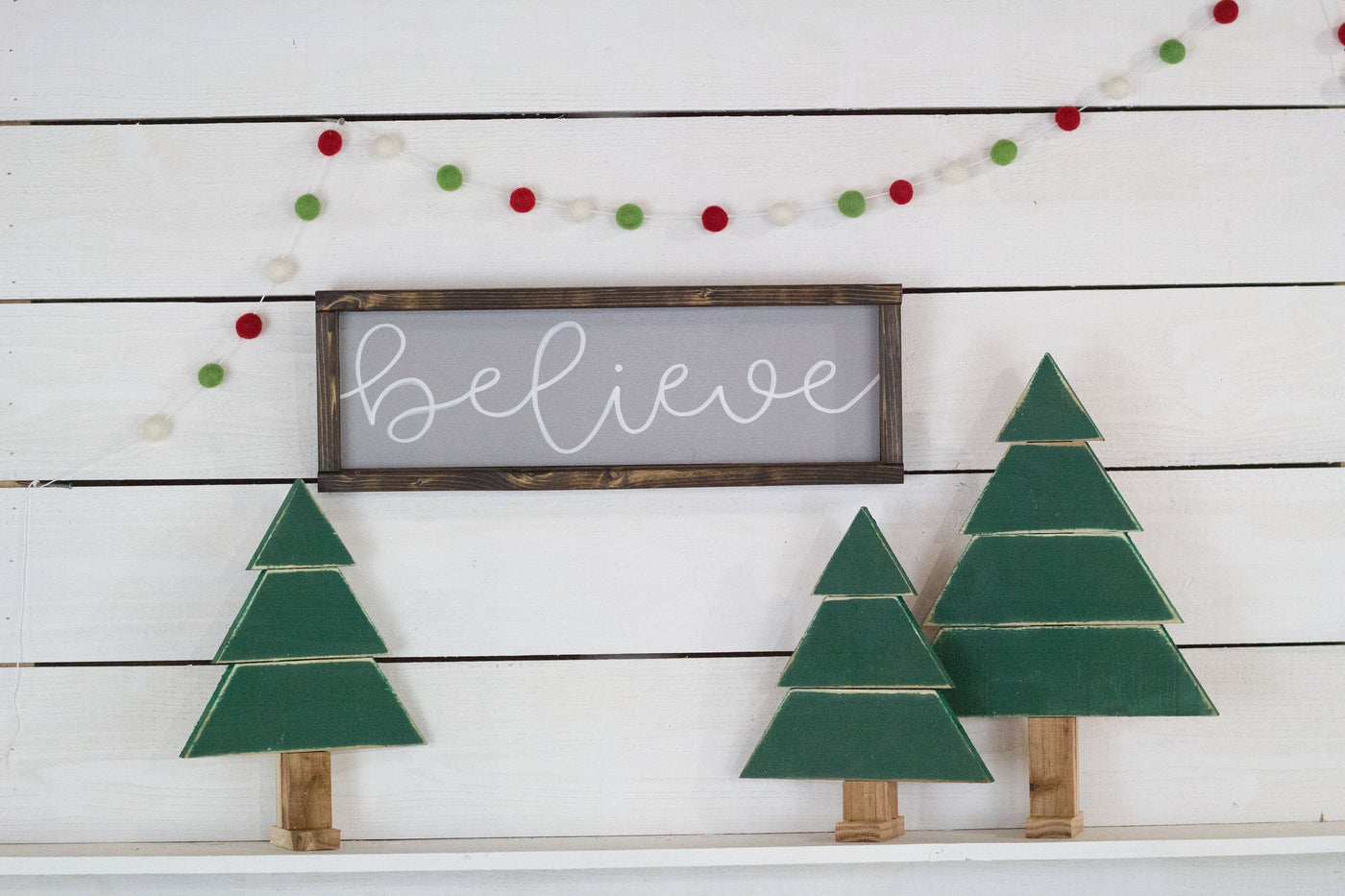 Believe Christmas Wood Sign